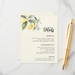 Lemon Garden Wedding Details Eenvoudige behuizing  Informatiekaartje