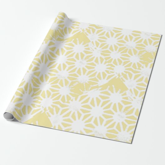Lemon geel geometrisch patroon cadeaupapier (Uitgerold)