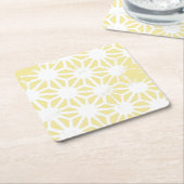 Lemon geel geometrisch patroon kartonnen onderzetters (Schuin)