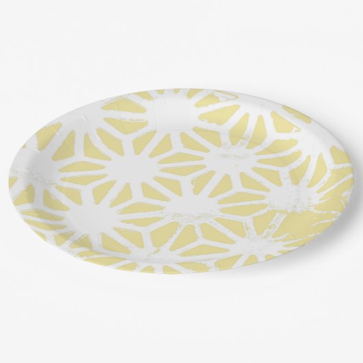 Lemon geel geometrisch patroon papieren bordje (Gekanteld)