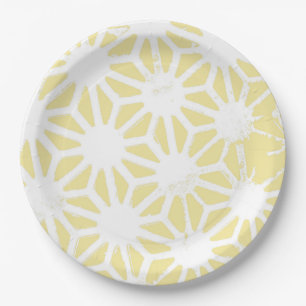 Lemon geel geometrisch patroon papieren bordje