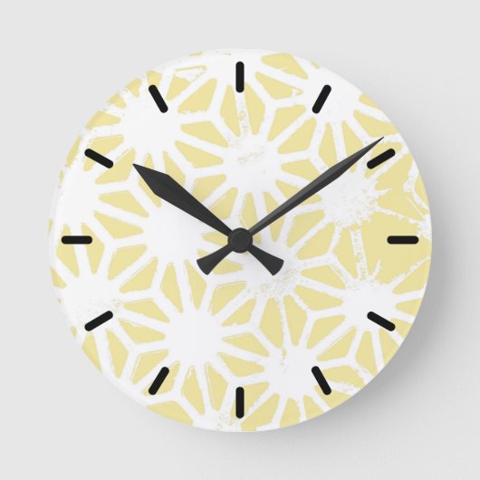 Lemon geel geometrisch patroon ronde klok (Voorkant)