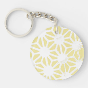 Lemon geel geometrisch patroon sleutelhanger