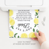 Lemon "Geen Bruid Zeggen" Bruiloftsspel bord Poster