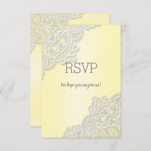 Lemon gele kant elegant all event rsvp response (Voorkant / Achterkant)