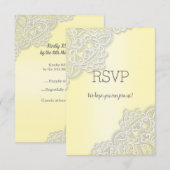 Lemon gele kant elegant all event rsvp response kaartje (Voorkant / Achterkant)