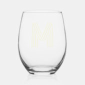 Lemon Gele Moderne Monogram Initiaal Wijnglas Zonder Voet (Achterkant)