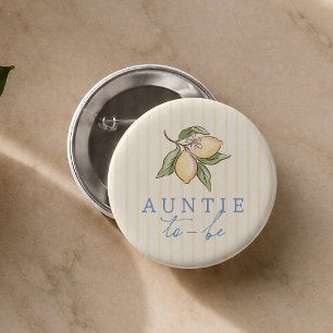 Lemon Gele Strepen Baby Shower Tante Worden Ronde Button 5,7 Cm