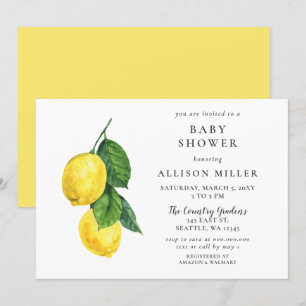 Lemon Gender Neutral Baby shower Invitation Kaart