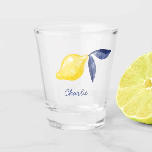 Lemon gepersonaliseerde aangepaste naam shot glas (Voorkant)