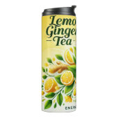 Lemon Ginger Tea Design AI kunst Thermosbeker (Gedraaid links)
