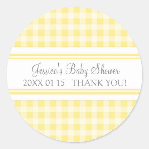 Lemon Gingham Baby shower Favor Stickers