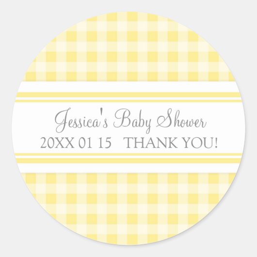 Lemon Gingham Baby shower Favor Stickers (Voorkant)
