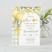Lemon Gingham baby shower invitation Kaart (Staand voorkant)