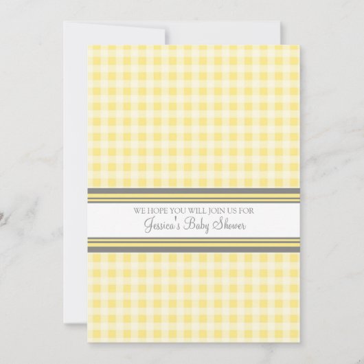 Lemon Gingham Custom Baby Shower-uitnodigingen Kaart (Voorkant)