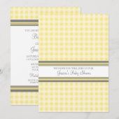 Lemon Gingham Custom Baby Shower-uitnodigingen Kaart (Voorkant / Achterkant)