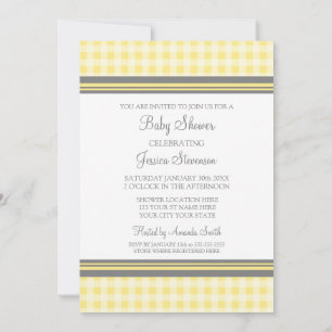 Lemon Gingham Custom Baby Shower-uitnodigingen Kaart