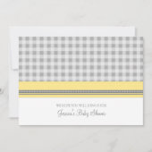 Lemon Gingham Custom Baby Shower-uitnodigingen Kaart (Voorkant)