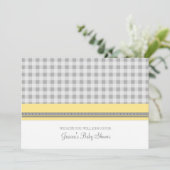 Lemon Gingham Custom Baby Shower-uitnodigingen Kaart (Staand voorkant)