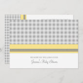 Lemon Gingham Custom Baby Shower-uitnodigingen Kaart (Voorkant / Achterkant)