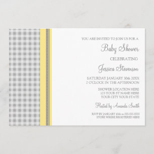 Lemon Gingham Custom Baby Shower-uitnodigingen Kaart