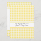 Lemon Gingham Custom Baby Shower-uitnodigingen Kaart (Voorkant / Achterkant)