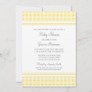 Lemon Gingham Custom Baby Shower-uitnodigingen Kaart