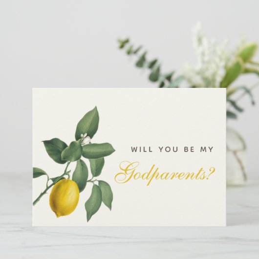 Lemon Godouders Voorstel Foliage Yellow Script Kaart (Staand voorkant)