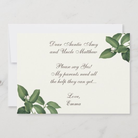 Lemon Godouders Voorstel Foliage Yellow Script Kaart (Achterkant)