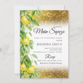 Lemon Gold Glitter Elegant Vrijgezellenfeest Kaart (Voorkant)