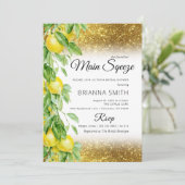 Lemon Gold Glitter Elegant Vrijgezellenfeest Kaart (Staand voorkant)