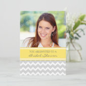Lemon Gray Chevron Foto Bridal Shower Kaart (Staand voorkant)