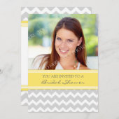 Lemon Gray Chevron Foto Bridal Shower Kaart (Voorkant / Achterkant)
