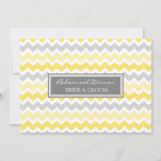 Lemon Gray Chevron Rehearsal Dinner Party Kaart (Voorkant)