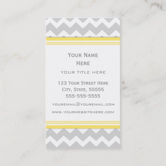 Lemon Gray Chevron Retro Visitekaartjes (Achterkant)