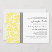 Lemon Gray Damask Bat Mitzvah Invitaties Kaart (Achterkant)