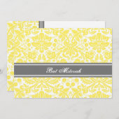 Lemon Gray Damask Bat Mitzvah Invitaties Kaart (Voorkant / Achterkant)