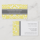 Lemon Gray Damask Floral Visitekaartjes (Voorkant / Achterkant)