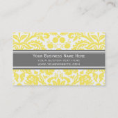 Lemon Gray Damask Floral Visitekaartjes (Voorkant)