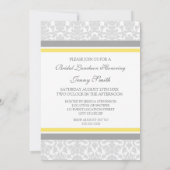 Lemon Gray Damask Foto Bridal Luncheon Uitnodiging (Achterkant)