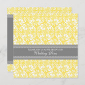 Lemon Gray Damask Wedding Vow Renewal Uitnodiginge Kaart (Voorkant / Achterkant)