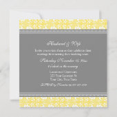 Lemon Gray Damask Wedding Vow Renewal Uitnodiginge Kaart (Achterkant)
