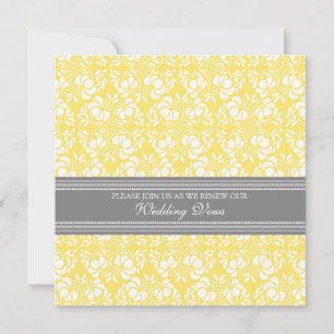 Lemon Gray Damask Wedding Vow Renewal Uitnodiginge Kaart