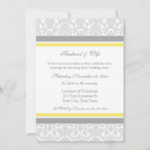 Lemon Gray Damask Wedding Vow Renewal Uitnodiginge Kaart (Achterkant)