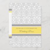 Lemon Gray Damask Wedding Vow Renewal Uitnodiginge Kaart (Voorkant / Achterkant)
