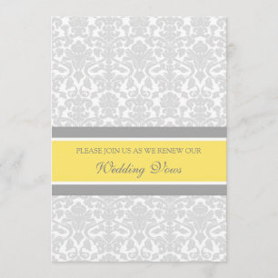 Lemon Gray Damask Wedding Vow Renewal Uitnodiginge Kaart