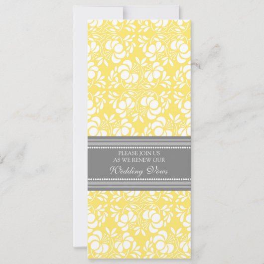 Lemon Gray Damask Wedding Vow Renewal Uitnodiginge Kaart (Voorkant)