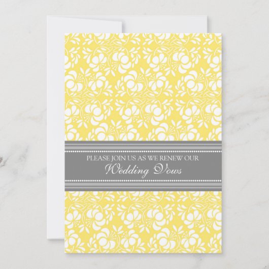 Lemon Gray Damask Wedding Vow Renewal Uitnodiginge Kaart (Voorkant)