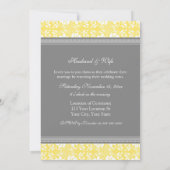 Lemon Gray Damask Wedding Vow Renewal Uitnodiginge Kaart (Achterkant)