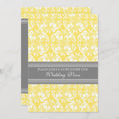 Lemon Gray Damask Wedding Vow Renewal Uitnodiginge Kaart (Voorkant / Achterkant)